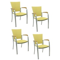Konway Stapelstuhl ARUBA (4 St), 4x KONWAY® ARUBA Stapelsessel Honig Premium Polyrattan Sessel gelb