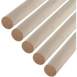 SO-TECH® Kleiderstange Garderobenstange Rundstab Holzstab zum Basteln Ø 30 mm Buche (Spar-Set, 5 St), Länge: 118 cm Ø 3 cm x 118 cm