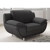 TRENDMANUFAKTUR Sessel TRENDMANUFAKTUR "Rondo II, Loungesessel zeitlos und bequem", grau (dunkelgrau), B:121cm H:85cm T:94cm, Struktur (100% Polyester), Sessel, Polstersessel XXL-Sessel, wahlweise mit komfortablem Federkern, mit extra breiten Armlehnen