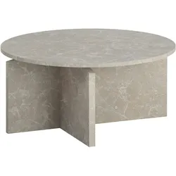 KADIMA DESIGN Couchtisch 70x70x33 cm Sandfarben Sofatisch in Stein-Optik Modern, Design Wohnzimmertisch Rund, Lounge Beige, Kaffeetisch Beistelltisch