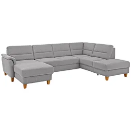 Home Affaire Wohnlandschaft HOME AFFAIRE "Palmera U-Form, B: 308 cm", silber, B:308cm H:89cm T:212cm, 100% Polyester;Struktur (100% Polyester);Luxus-Microfaser in Lederoptik (100% Polyester), Sofas, Wohnlandschaft, optional Bettfunktion & Bettkasten, Federkern