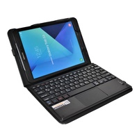 MQ21 für Galaxy Tab S3 9.7 - Bluetooth Tastatur Tasche mit Multifunktions-Touchpad für Samsung Galaxy Tab S3 LTE SM-T825, Tab S3 WiFi SM-T820 | Hülle mit Tastatur und Touchpad | Layout QWERTZ, Schwarz