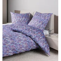 JANINE Mako-Satin98121 07 grafisch Lila 135 x 200 cm + 80 x 80 cm