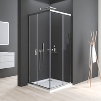 Boromal Duschkabine Schiebetür, Duschkabine 80x80 cm Eckeinstieg Duschabtrennung 6mm ESG Glas Duschtür Duschwand Höhe 185cm