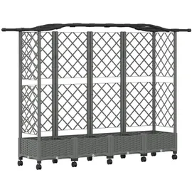 vidaXL Hochbeet mit Rankgitter und Dach 203,5 x 40 x 129 cm Hellgrau