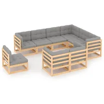 vidaXL Garten-Lounge-Set 9-tlg. grau Kiefer