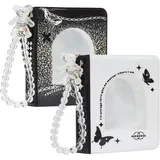2pcs 3 Zoll Kpop Fotokartenhalter Bücher Mini-Fotokartenalbum Kpop Fotokartenhalter 40 Fächer Schwarzer und Weißer Schmetterling (black)