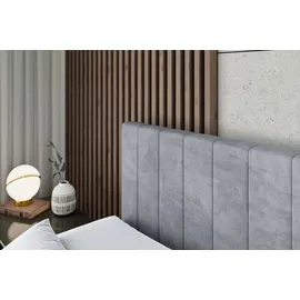 altdecor Boxspringbett mit Fußteil, H4 Matratze und Topper - 180x200 cm - EDITA-Z - Grau Samt - Polsterbett mit Bettkasten und Lattenrost, Bett mi... - Grau