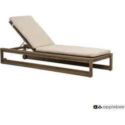Apple Bee Sonnenliege ANTIGUA, Teak Coastal / Rope Taupe / Kissen BEE WETT (100 % Polypropylen) Natural Oak - Abverkauf