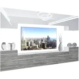 Belini Wohnwand Vollausstattung Wohnzimmer-set Moderne Schrankwand mit Led-beleuchtung Anbauwand Tv-schrank Weiß/glamourholz