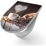 DEQORI WC-Sitz 'Rustikale Kaffeeliebe ', WC Toilettensitz bedruckt Klobrille Toilettendeckel Motiv WC-Brille braun