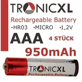 TronicXL 950mAh Akku AAA für Telefon Telekom T-Easy C520 700i CA32 702S 700 Akkupacks, 900i 721722 820 301i 301 Akkus Batterie