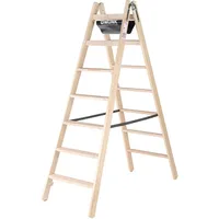 Günzburger Munk Stufen-Stehleiter Holz beidseitig begehbar, 2x7 Stufen
