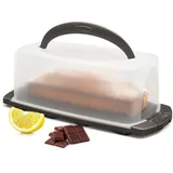 Hausfelder Kuchen Transportbox rechteckig, Kuchenbox für Kastenkuchen, Kuchentransportbox Kastenform und Kuchenbehälter länglich, Box 34 x 17 x 12 cm