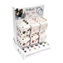 Bellody Bestückter Aufsteller mit 18 Boxen Haargummis (Bestseller Farben & Gratisdisplay)