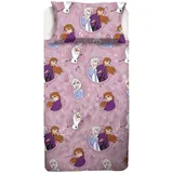 Die Eiskönigin Bettwäsche für Einzelbett, Bettlaken, Spannbettlaken, Kissenbezug, Rosa, Disney, 100% Baumwolle, offizielles Produkt