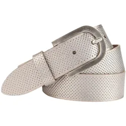 Ledergürtel BERND GÖTZ, Damen, Gr. 105, gold (goldfarben), Leder, gepunktet, geprägtes Muster, Antik-Look, modisch,klassisch, Gürtel, mit elegant pointiertem Pixel-Look