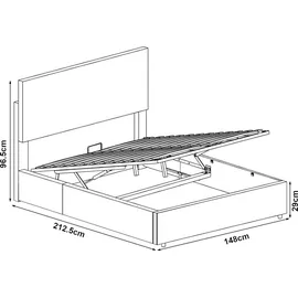 Corium Polsterbett Juva Cord mit Lattenrost 140x200 cm Grau