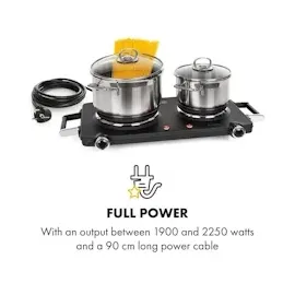 Klarstein Cookorama Doppelkochplatte 1900-2250 W 150/180 mm Ø 5 Stufen schwarz Schwarz