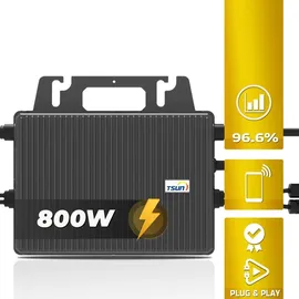 sunniva Balkonkraftwerk Black Frame 900/800W Solaranlage mit 800W TSUN Micro Wechselrichter 2 x 450 W