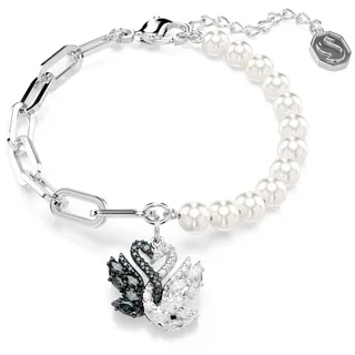 Swarovski Swan Armband, Kristallperle, Schwan, Schwarz, Rhodiniert
