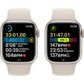 Apple Watch Series 8 GPS + Cellular 45 mm Aluminiumgehäuse polarstern, Sportarmband polarstern