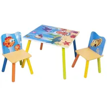 Woltu Kindertisch mit 2 Stühlen 60 x 44 x 60 cm MDF mehrfarbig