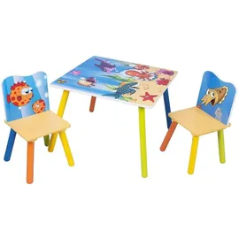 Woltu Kindertisch mit 2 Stühlen 60 x 44 x 60 cm MDF mehrfarbig