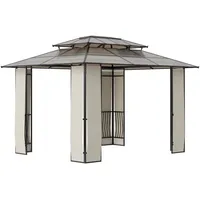 Outsunny Gartenpavillon mit Sonnendach 3,65x3x2,75m, robuster Pavillon aus Polycarbonatplatten,