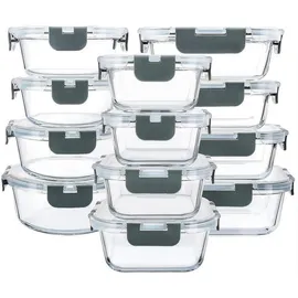 luxuskollektion Glas-Frischhaltedosen 24-teiliges Set - Behälter mit Deckel - Ofenfest