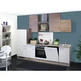 Quartier Küchenzeile Florida 280 cm Eiche-Sonoma Weiß