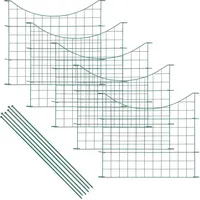 Wiltec Gartenzaun Set mit 5 Elementen grün, Teichzaun mit Unterbogen, Maschendrahtzaun 770 x 8 x 640 mm, Steckzaun leichte Montage, korrosionsbeständig