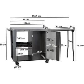 BBQ-Toro Grilltisch 95 x 50 x 80 cm Aluminium Silber