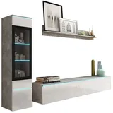 Feldmann-Wohnen Wohnwand, Weiß, Holz, 4 Fächer, Rechteckig, 210x130x33 cm, Wohnzimmer, Wohnwände, Wohnwand-Sets