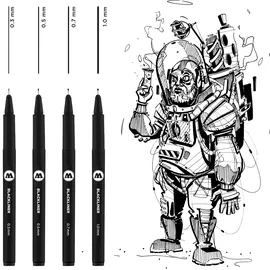 Molotow BLACKLINER SET 2 Fineliner-Set schwarz, 4 St.