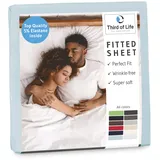 Third of Life Spannbettlaken Baumwolle-Jersey-Elasthan 150 x 200 cm Himmelblau