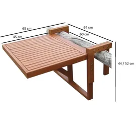 deluke Balkontisch 65 x 64 x 52 cm Braun