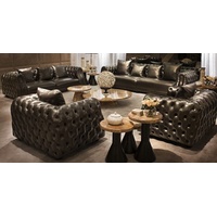 JVmoebel Chesterfield-Sofa, Designer Chesterfield Sofagarnitur Sofa Couch Polser Set Garnitur braun