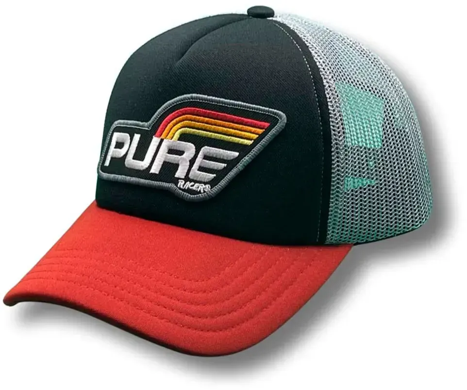 Pure Racer Logo Stamp Basic Stripes Kappe - Black / Red - ONE SIZE: