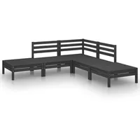 vidaXL 5-tlg Garten-Lounge-Set Massivholz Kiefer Schwarz