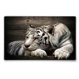 Silent Monsters Mauspad 360 x 250 mm Stoff Mousepad Tiger weiß - Vernähter Rand - rutschfest - Gaming Büro Office Homeoffice - 36 x 25 cm Mouse Pad Mat - Mausunterlage für alle Maus Arten