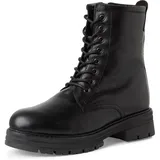 Marco Tozzi Damen Schnürstiefel ohne Absatz aus Leder Winter, Schwarz (Black), 38 EU