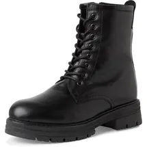 Marco Tozzi Damen Schnürstiefel ohne Absatz aus Leder Winter, Schwarz (Black), 38 EU