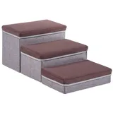 en.casa Hunderampe, »Vojens« mit 3 Stufen 75x40x30 cm Braun/Grau braun|grau LxBxH: 75 x 40 x 30 cm | 40 cm x 75 cm x 30 cm
