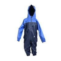 DRY KIDS Regenanzug (1-tlg), Wasserdichter Regenanzug für Kinder verschweißte Nähte Größe 134 - 140 reflektierende Regenbekleidung Blau, Navy