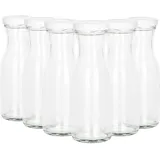 Mambocat 6er Set Weithalsflasche Karaffe 150 ml + To 43 Deckel weiß