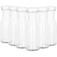 Mambocat 6er Set Weithalsflasche Karaffe 150 ml + To 43 Deckel weiß