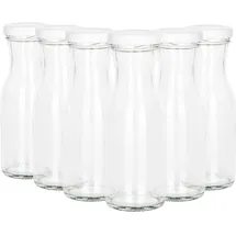 Mambocat 6er Set Weithalsflasche Karaffe 150 ml + To 43 Deckel weiß