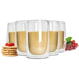 Sendez Thermoglas 6 Doppelwandige Latte Macchiato Gläser 380ml, Glas