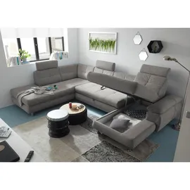 Stella Trading Mid.you Wohnlandschaft Silber Ottomane links, U-Form 349x233 cm